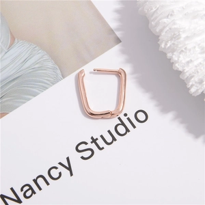 Orecchini a cerchio geometrici quadrati in argento S925 placcati oro rosa da donna