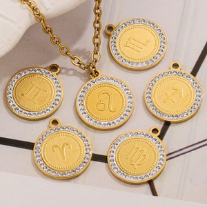 Collana zodiaco placcata oro 18K con ciondoli in cristallo per creazione gioielli DIY