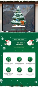 Détail d'autocollants 3D sapin de Noël avec couleur double face et design électrostatique