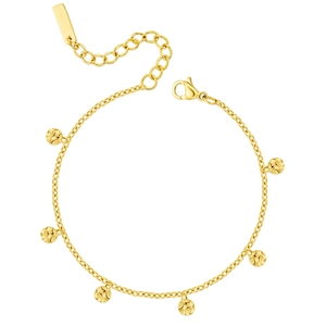Elegante bracciale in acciaio al titanio placcato oro 18 carati con ciondoli a disco