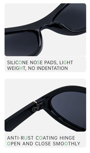 Details zu Silikon-Nasenpads und rostfreier Beschichtung am Scharnier der Sportsonnenbrille