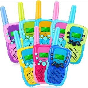Set of eight colorful T-388 walkie talkies for kids in blue, pink, yellow and green