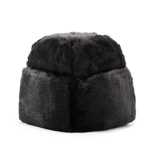 Winter black faux fur Cossack hat for men, warm thermal headwear for outdoor cold protection
