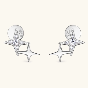 925 Sterling silver star-shaped stud earrings with sparkling moissanite stones