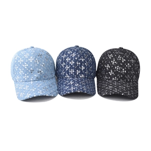 Baseball caps with sequins in light blue, denim blue, and black for men and women