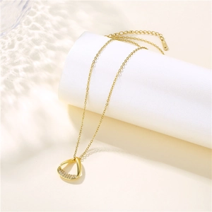 18K gold-plated stainless steel Mobius necklace with sparkling zircon and S925 tag