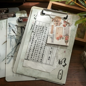 Elegant Chinese style bamboo pattern acrylic clipboard on dark wood background