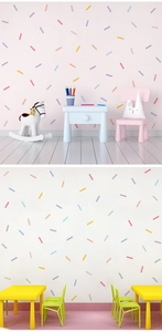 Vibrant confetti star wall decals displayed in cozy children bedroom interior settings