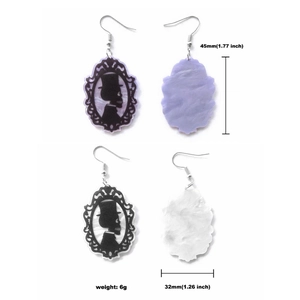 Gothic skull earrings in black and white acrylic for Halloween party costumes