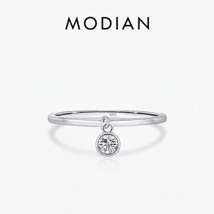 925 Sterling Silver Ring Round Moissanite Pendant Thin Band Simple Elegant Minimalist Jewelry For Women
