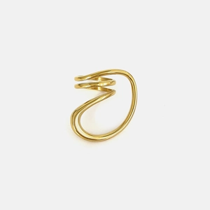 Modern 18K gold plated multi-layer wrap spiral ring for women in minimalist geometric style