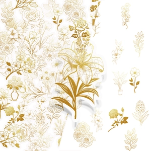 Autocollants En PET Plantes Dorées Imperméables Transparents Décoratifs Pour Scrapbooking Journal Bagages Téléphone Métallique