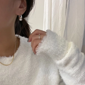 French style S925 sterling silver freshwater pearl hoop earrings for elegant women