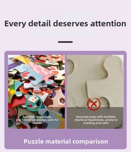 Comparison between premium thick virgin pulp and recycled paper puzzle piece materials