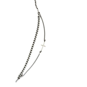 Bracelet double couche argenté avec croix de style punk et design minimaliste hip-hop