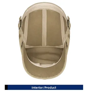 Détail de l'intérieur d'une casquette en coton kaki avec doublure et boucle réglable