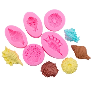 Rosa Silikonformen für Fondant mit verschiedenen Meeresmuscheln und Meeresmotiven