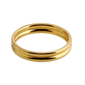 Minimalist double-layer 18k gold plated stainless steel ring with a polished finish