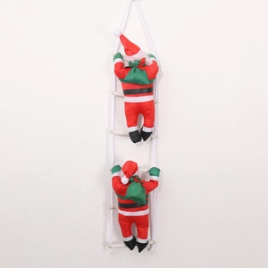 Set di due figurine di Babbo Natale da 25 cm che salgono una scala di corda addobbi natalizi