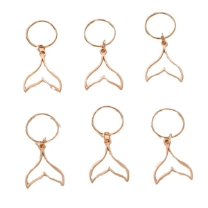 Set of six rose gold mermaid tail metal pendants for children hair jewelry