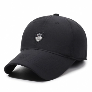 Winter black men's baseball cap with ear protection and thick windproof material
