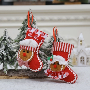 Mini Christmas Stocking Decorations 3D Gingerbread Man Cloth Felt Hanging Gift Bags For Tree Fireplace Festive Novelty