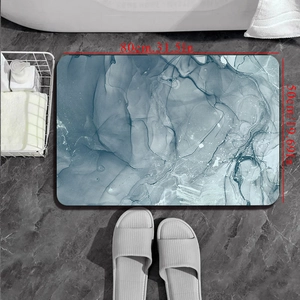 Detail view of 80x50cm blue marble diatom mud bath mat with quick-dry anti-slip texture