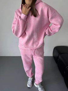 Ensemble survêtement rose effet délavé à l'acide pour femme avec texture effet neige