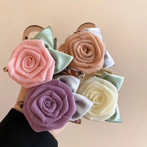 Pince À Cheveux Rose En Tissu Élégante Barrette Florale Pour Femmes Style Français Accessoires Cheveux