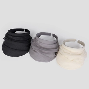 UV protection organza sun visors in black, gray, and beige with light mesh layering