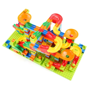 Jeu de construction de circuit à billes 366 pièces pour enfants avec toboggan et socle vert