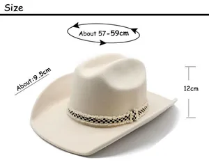 Detailed size chart for wool felt fedora showing brim width and head circumference
