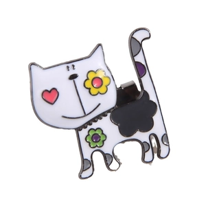 Creative cartoon cat enamel brooch with sunflower eye and colorful spots for women