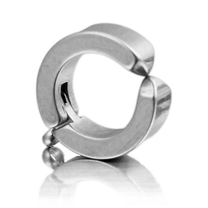 Macro view of silver stainless steel earring hoop component with hanging loop for DIY jewelry