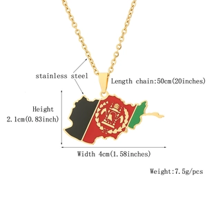 Spécifications du collier carte de l'Afghanistan en acier avec détails des dimensions