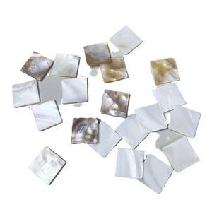 Natural white mother of pearl square tiles with polished finish for DIY jewelry crafts