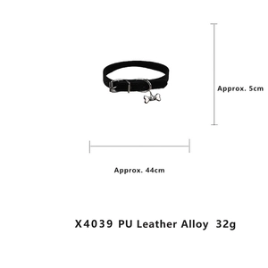 Spécifications de taille pour le ras du cou en cuir PU noir avec pendentif en forme d'os
