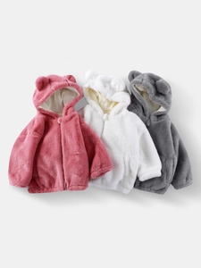Veste À Capuche En Fausse Fourrure Pour Tout-Petit Avec Oreilles D'Ours Manteau D'Hiver En Peluche Pour Enfants Fermeture Éclair Chaud