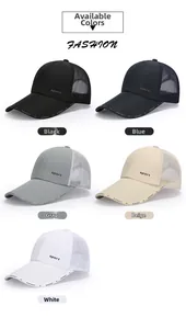Mesh breathable sports caps in black, blue, grey, beige and white color options