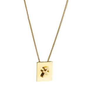 Square gold stainless steel Sagittarius pendant necklace with 3D embossed constellation symbol