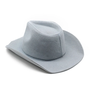 Chapeau de cowboy western en denim bleu clair avec large bord pour protection solaire et plein air