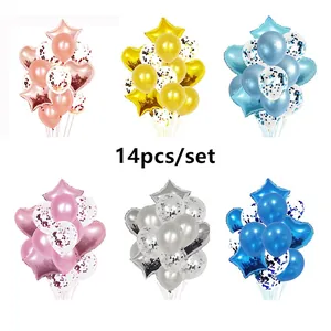 Ballons Aluminium Cœur Étoile Latex Confettis Décorations De Fête Mariage Anniversaire Festival Ornements