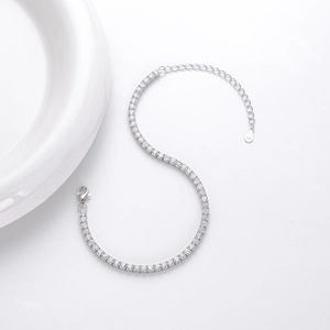 Elegant S925 sterling silver tennis bracelet with sparkling round-cut zircon stones