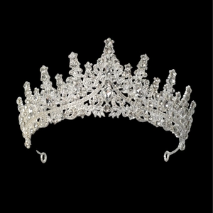 Elegant silver princess crown with sparkling crystals for girls birthday and performances