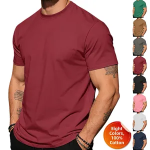 Macro detail of high-quality 100% cotton fabric texture on solid crew neck men's t-shirt