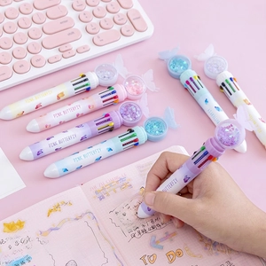 Creative 10-color butterfly ballpoint pen with gradient barrel for student note-taking