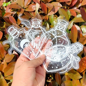 Rainbow prism suncatcher window film stickers with moon and stars magic bottle designs