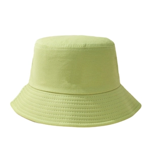 Solid light green cotton bucket hat with detailed brim stitching for sun protection