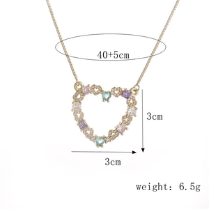 Vergoldete Herzkette mit bunten Zirkoniasteinen und Maßen 40+5cm, Gewicht 6,5g Schmuck