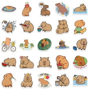50 pieces of cute cartoon capybara waterproof stickers for DIY laptops and skateboards